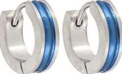 Bijou Brigitte Creolen|Herrenohrringe>Herren Creolen - Blue Steel blau, silber