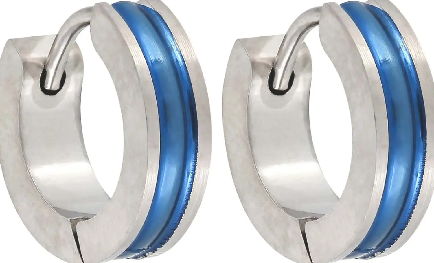Bijou Brigitte Creolen|Herrenohrringe>Herren Creolen - Blue Steel blau, silber