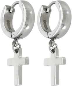 Bijou Brigitte Creolen|Herrenohrringe>Herren Creolen - Cross Love silber