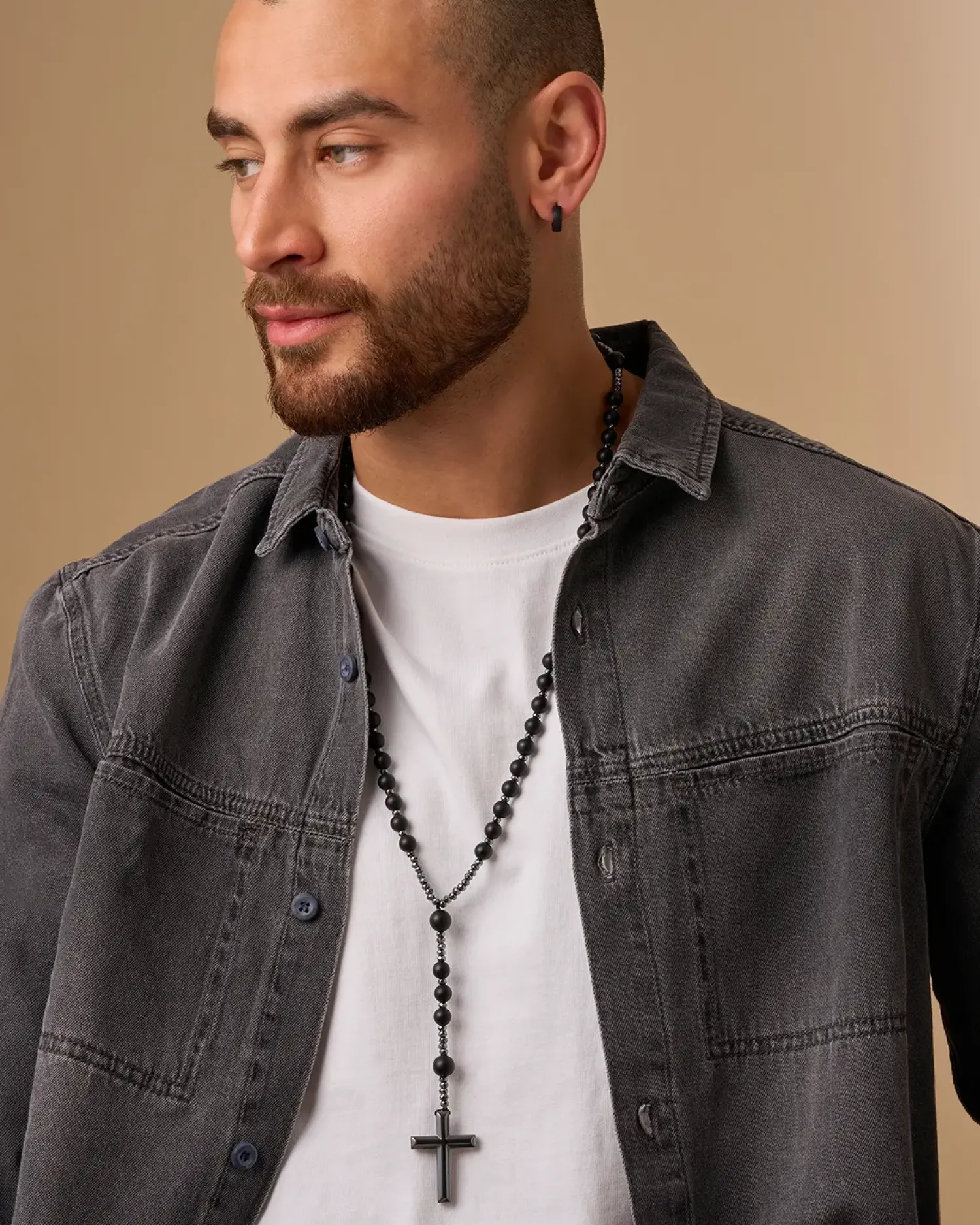 Bijou Brigitte Creolen|Herrenohrringe>Herren Creolen - Gloomy Steel schwarz