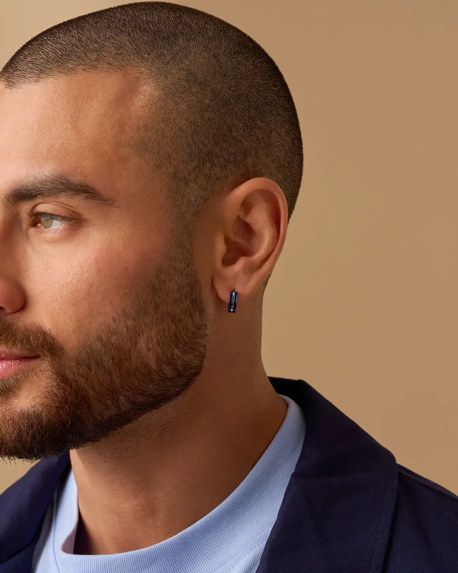 Bijou Brigitte Creolen|Herrenohrringe>Herren Creolen - Robust Steel blau, silber