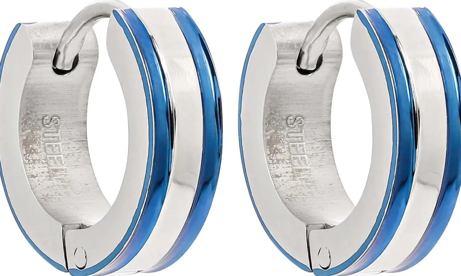Bijou Brigitte Creolen|Herrenohrringe>Herren Creolen - Robust Steel blau, silber