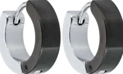 Bijou Brigitte Creolen|Herrenohrringe>Herren Creolen - Silver Black schwarz, silber