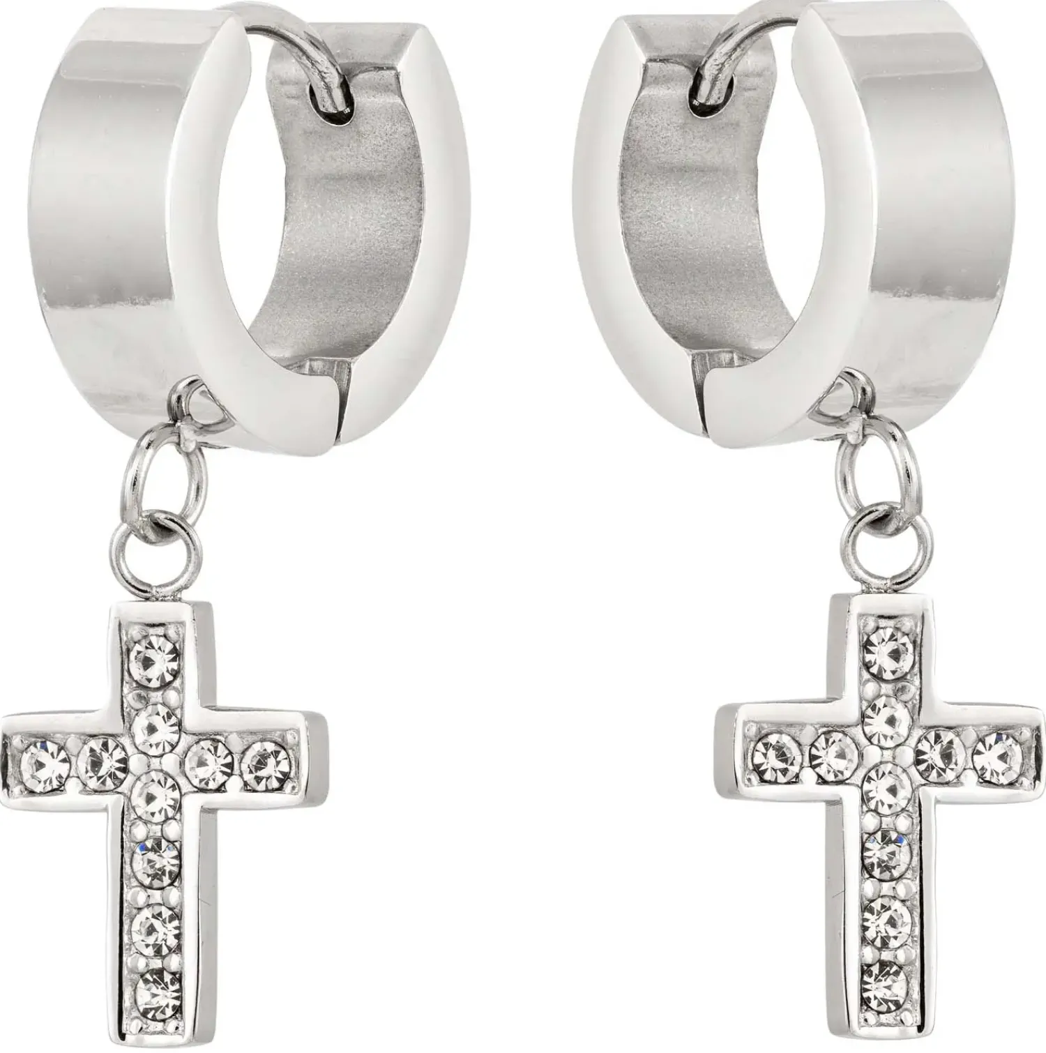 Bijou Brigitte Wasserfester Schmuck|Herrenohrringe>Herren Creolen - Steel Cross silber