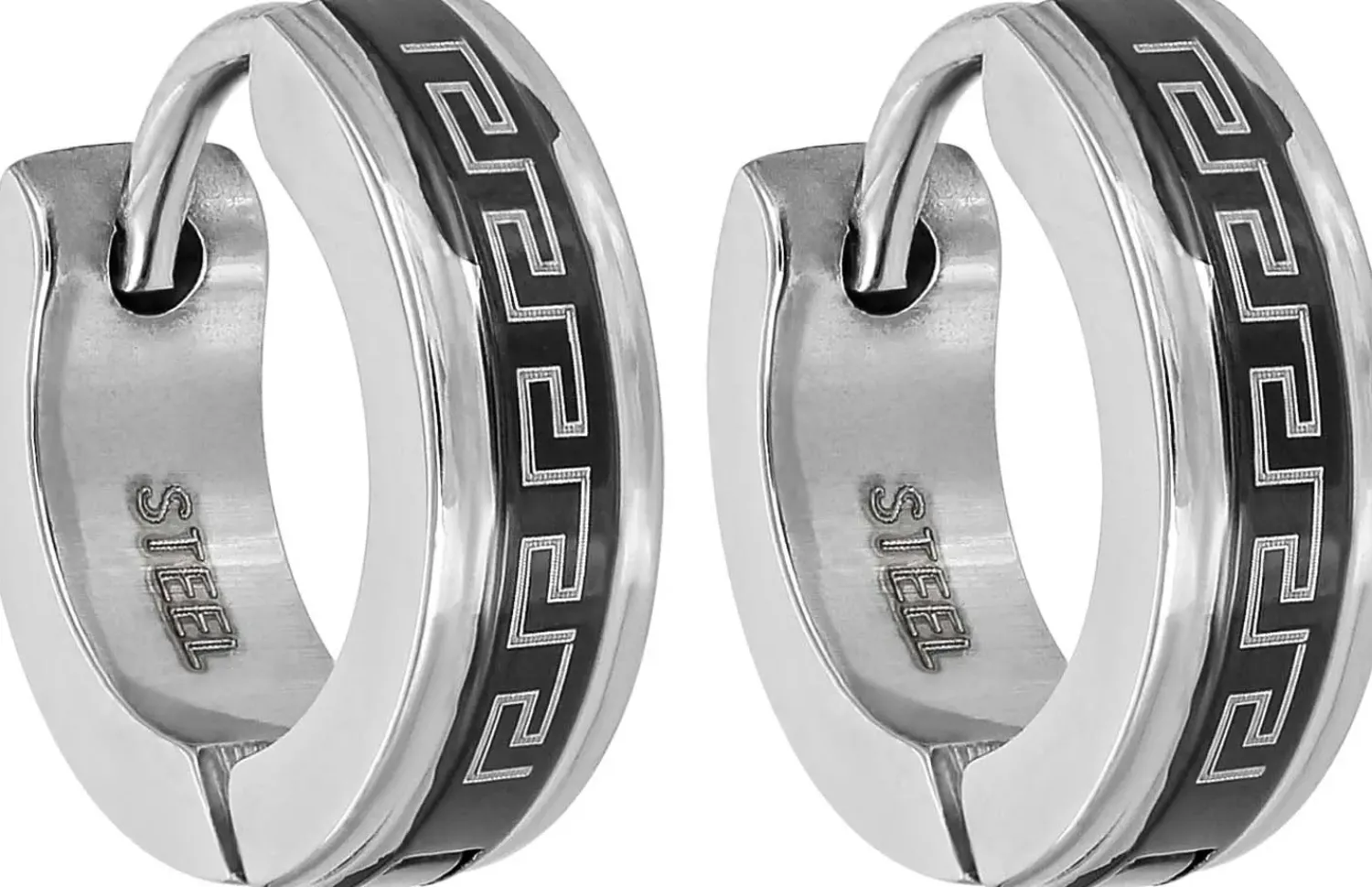 Bijou Brigitte Creolen|Herrenohrringe>Herren Creolen - Steel Labyrinth schwarz