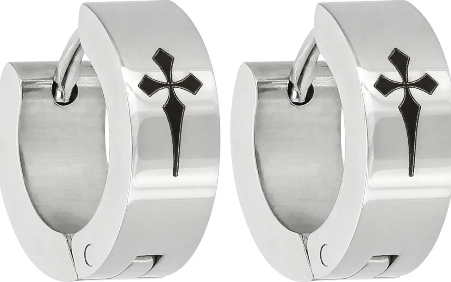 Bijou Brigitte Creolen|Herrenohrringe>Herren Creolen - Timeless Cross silber