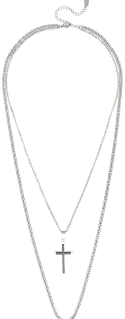 Bijou Brigitte Wasserfester Schmuck|Herrenketten>Herren Kette - Black Crossed silber