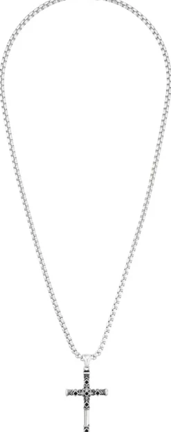 Bijou Brigitte Wasserfester Schmuck|Herrenketten>Herren Kette - Enamelled Cross silber