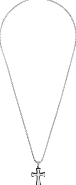 Bijou Brigitte Wasserfester Schmuck|Herrenketten>Herren Kette - Shiny Cross schwarz, silber