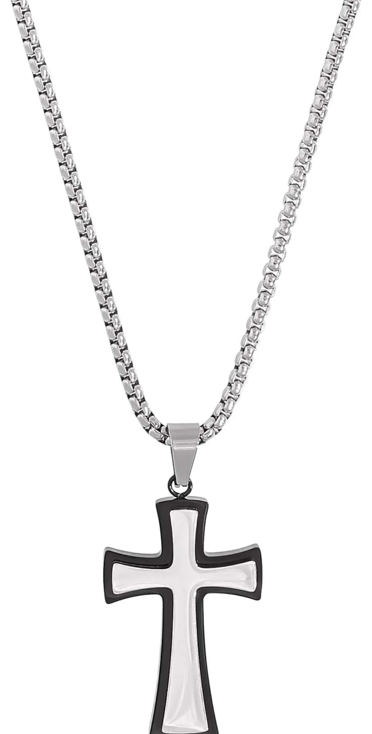 Bijou Brigitte Wasserfester Schmuck|Herrenketten>Herren Kette - Shiny Cross schwarz, silber