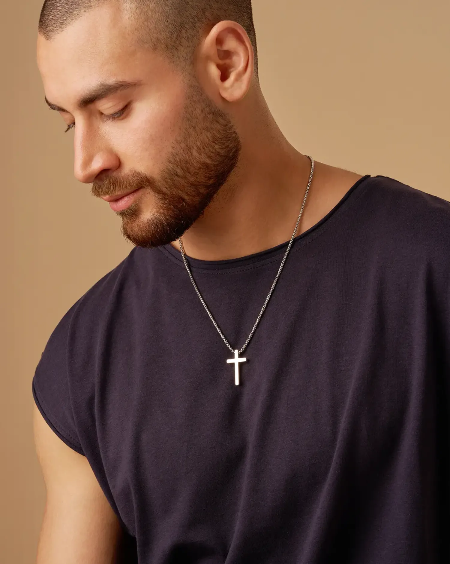 Bijou Brigitte Wasserfester Schmuck|Herrenketten>Herren Kette - Steel Cross silber