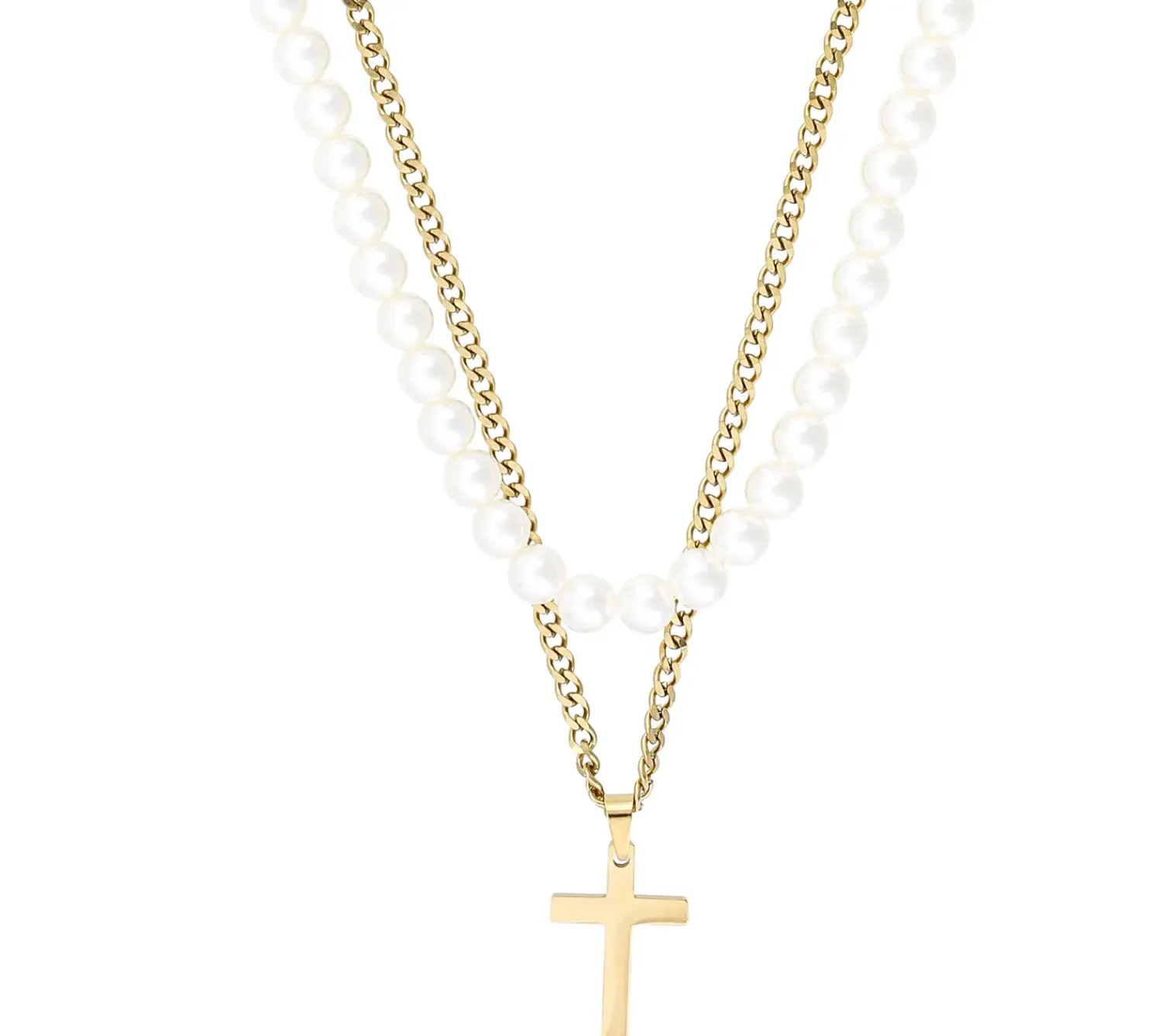 Bijou Brigitte Edelstahlschmuck In Gold|Perlenschmuck>Herren Layering Kette gold, weiß