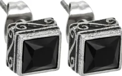 Bijou Brigitte Wasserfester Schmuck|Herrenohrringe>Herren Ohrstecker - Black Steel schwarz, silber