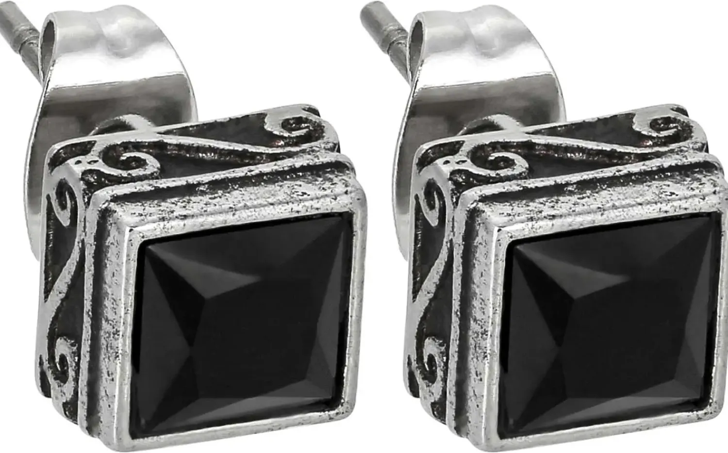 Bijou Brigitte Wasserfester Schmuck|Herrenohrringe>Herren Ohrstecker - Black Steel schwarz, silber