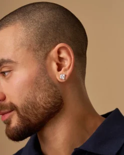Bijou Brigitte Basics|Herrenohrringe>Herren Ohrstecker - Zirkonia Mann silber