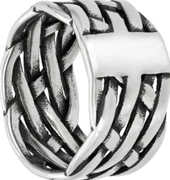 Bijou Brigitte Wasserfester Schmuck|Herrenringe>Herren Ring - Antique Weave schwarz, silber