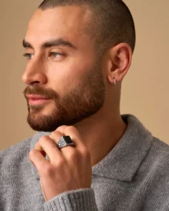 Bijou Brigitte Wasserfester Schmuck|Herrenringe>Herren Ring - Black Shine schwarz, silber