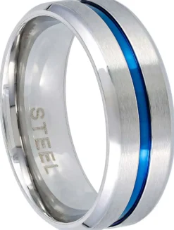 Bijou Brigitte Wasserfester Schmuck|Herrenringe>Herren Ring - Blue Stripe blau, silber