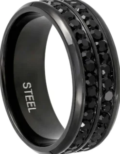 Bijou Brigitte Wasserfester Schmuck|Herrenringe>Herren Ring - Dark Sparkle schwarz
