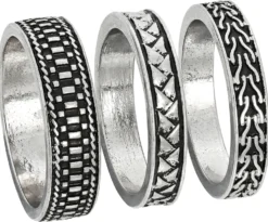 Bijou Brigitte Ring-Sets>Herren Ring-Set - Graphic Passion schwarz, silber