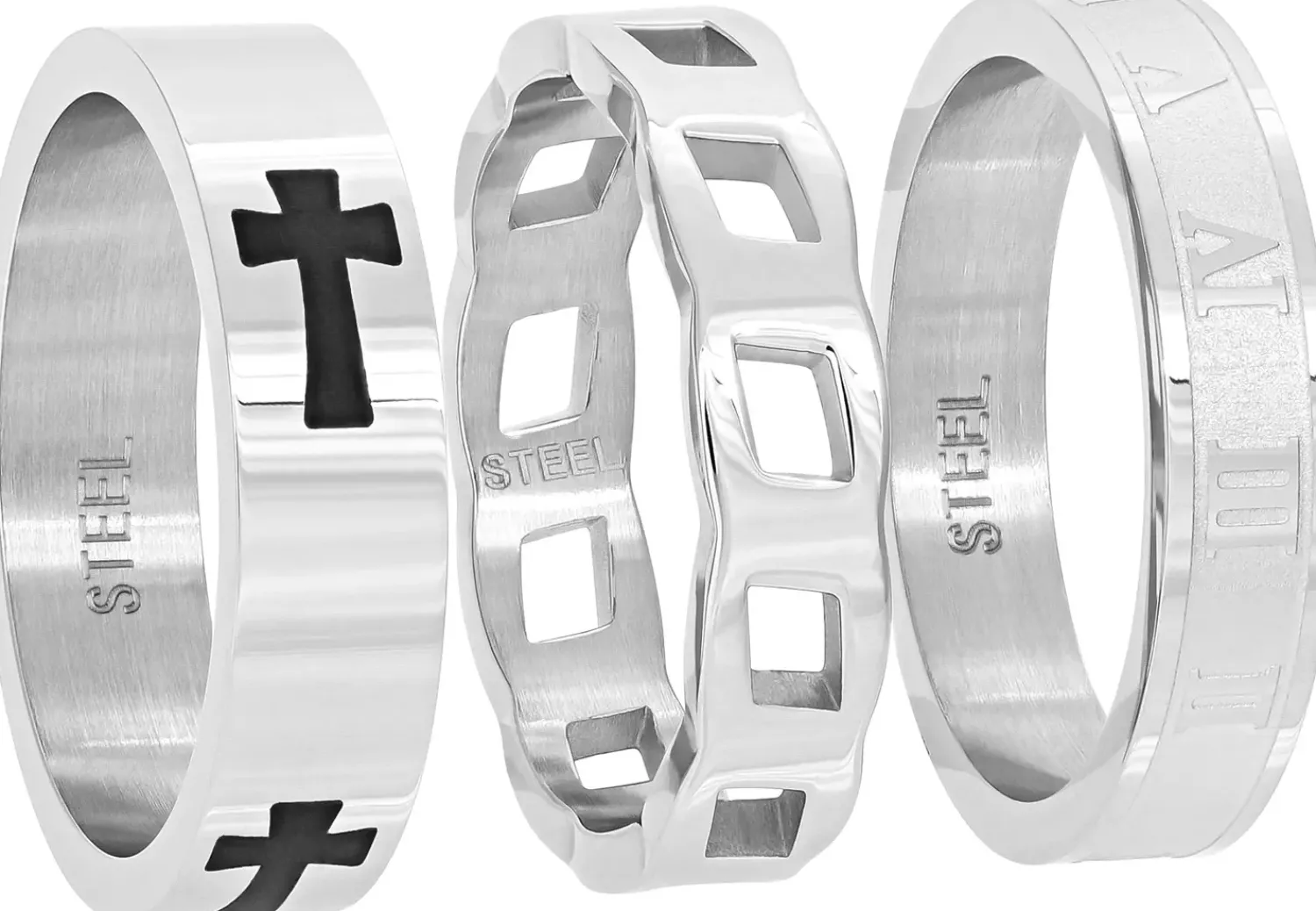 Bijou Brigitte Herrenringe>Herren Ring-Set - Masculine Trio silber
