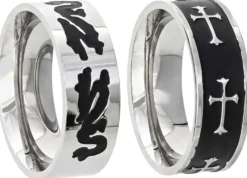 Bijou Brigitte Wasserfester Schmuck|Herrenringe>Herren Ring-Set - Silver Danger schwarz, silber