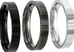 Bijou Brigitte Ring-Sets|Edelstahlschmuck In Silber>Herren Ring-Set - Silver Shadow schwarz, grau, silber