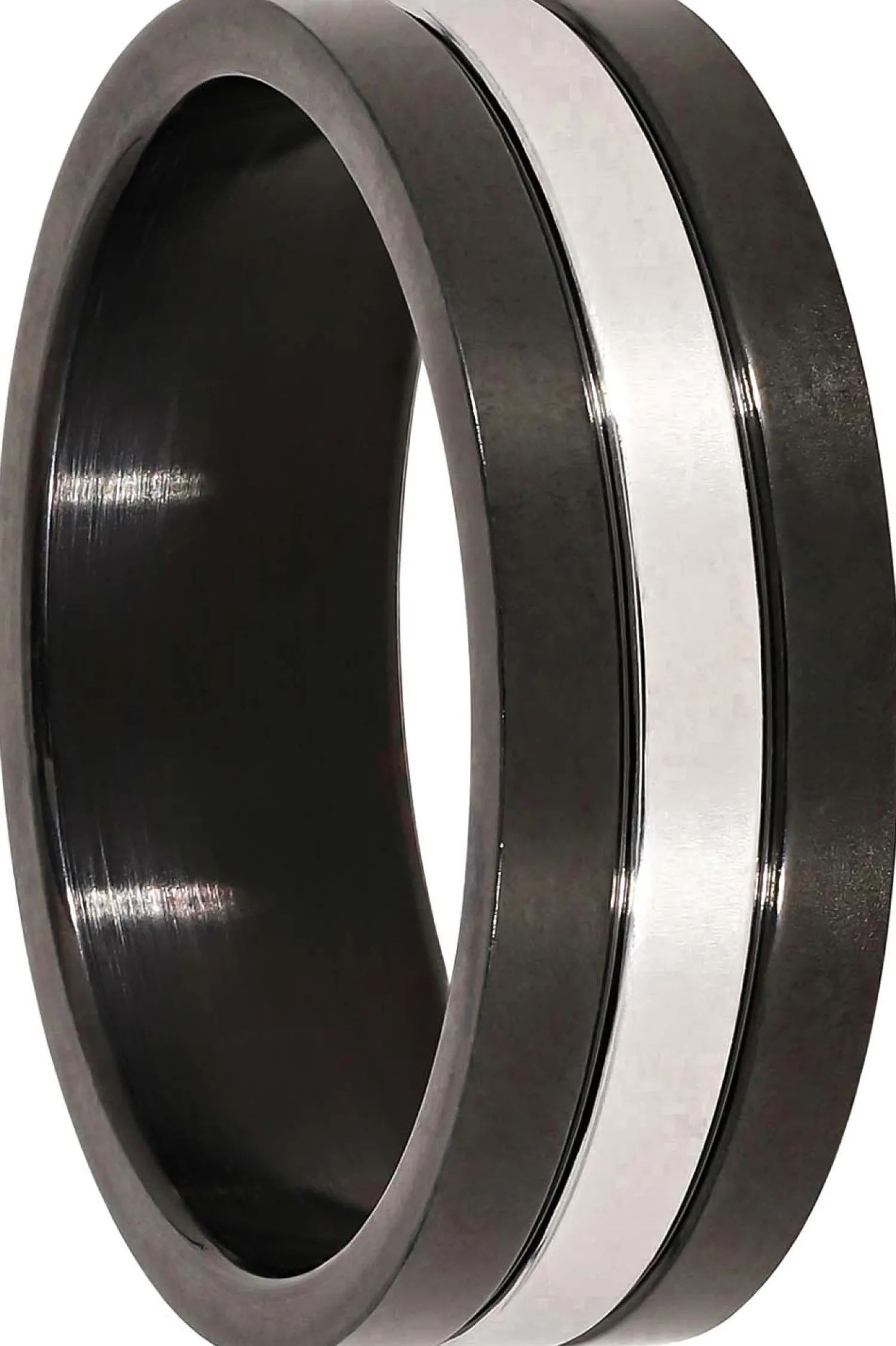 Bijou Brigitte Wasserfester Schmuck|Herrenringe>Herren Ring - Shiny Black schwarz, silber