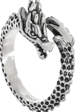 Bijou Brigitte Wasserfester Schmuck|Herrenringe>Herren Ring - Steel Dragon schwarz, silber