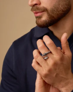 Bijou Brigitte Wasserfester Schmuck|Herrenringe>Herren Ring - Steel Dragon schwarz, silber