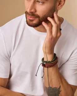Bijou Brigitte Herrenarmbänder|Bunte Armbänder>Herren Set - Nature Flavour braun, mehrfarbig