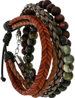 Bijou Brigitte Herrenarmbänder|Bunte Armbänder>Herren Set - Nature Flavour braun, mehrfarbig
