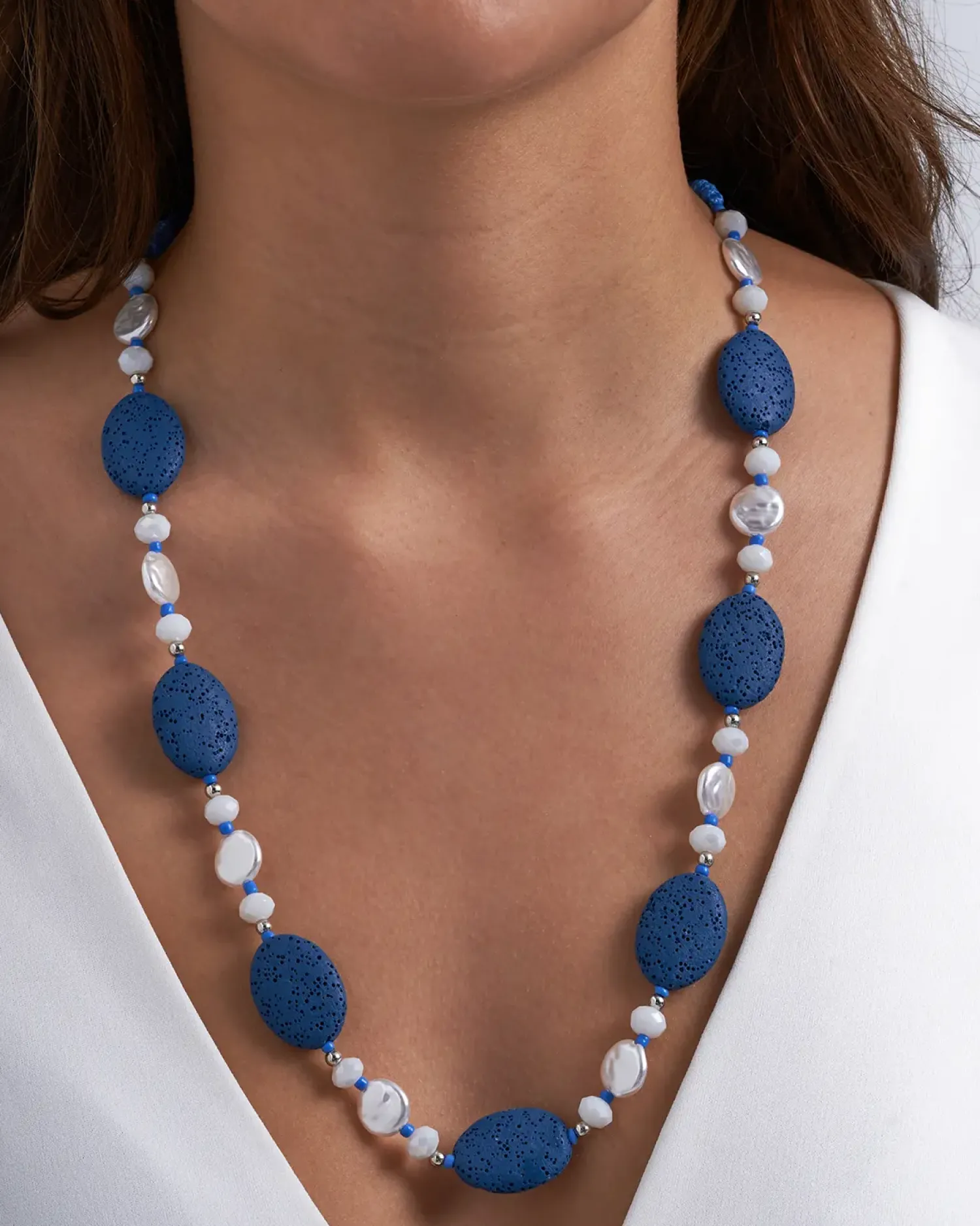 Bijou Brigitte Boho-Schmuck>Kette - Arctic Lava blau