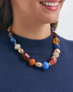 Bijou Brigitte Statement-Ketten>Kette - Beaded Blues braun, blau