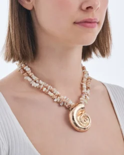 Bijou Brigitte Maritimer Schmuck|Statement-Ketten>Kette - Beige Shell beige, gold