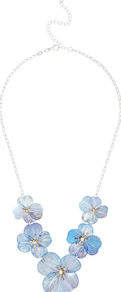 Bijou Brigitte Statement-Ketten|Blumenschmuck>Kette - Blue Blossoms blau