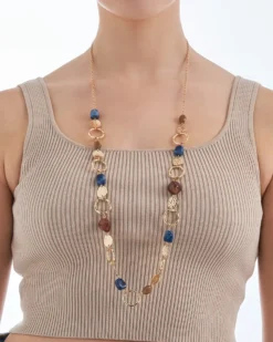 Bijou Brigitte Statement-Ketten|Boho-Schmuck>Kette - Blue Brown braun, gold, blau