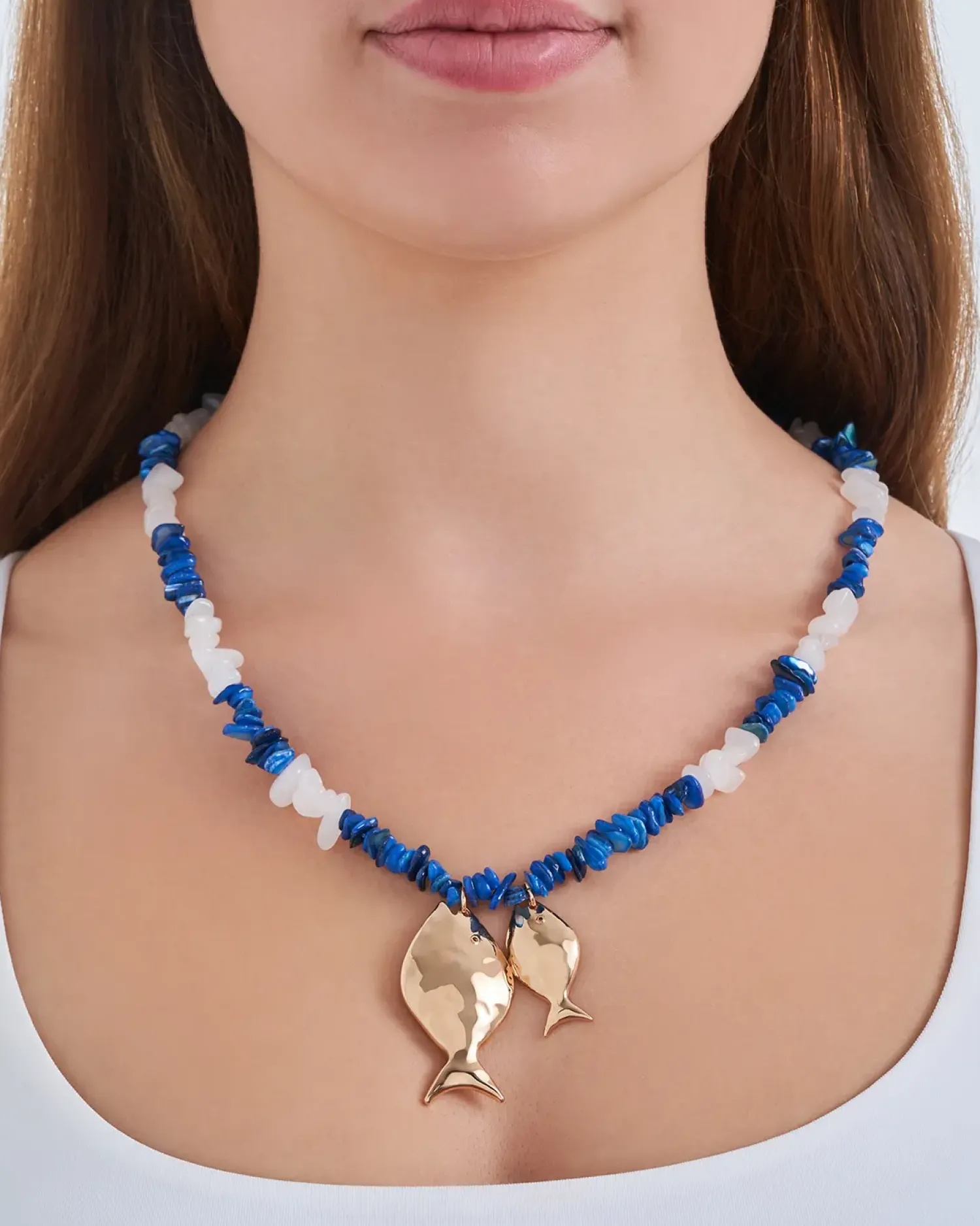 Bijou Brigitte Muschelschmuck|Statement-Ketten>Kette - Blue Shells blau