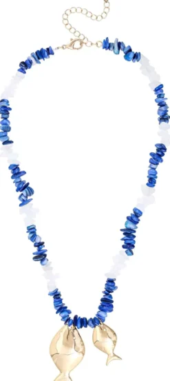Bijou Brigitte Muschelschmuck|Statement-Ketten>Kette - Blue Shells blau