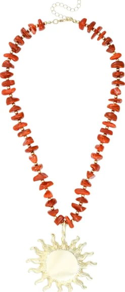 Bijou Brigitte Statement-Ketten|Boho-Schmuck>Kette - Boho Sun gold, rot