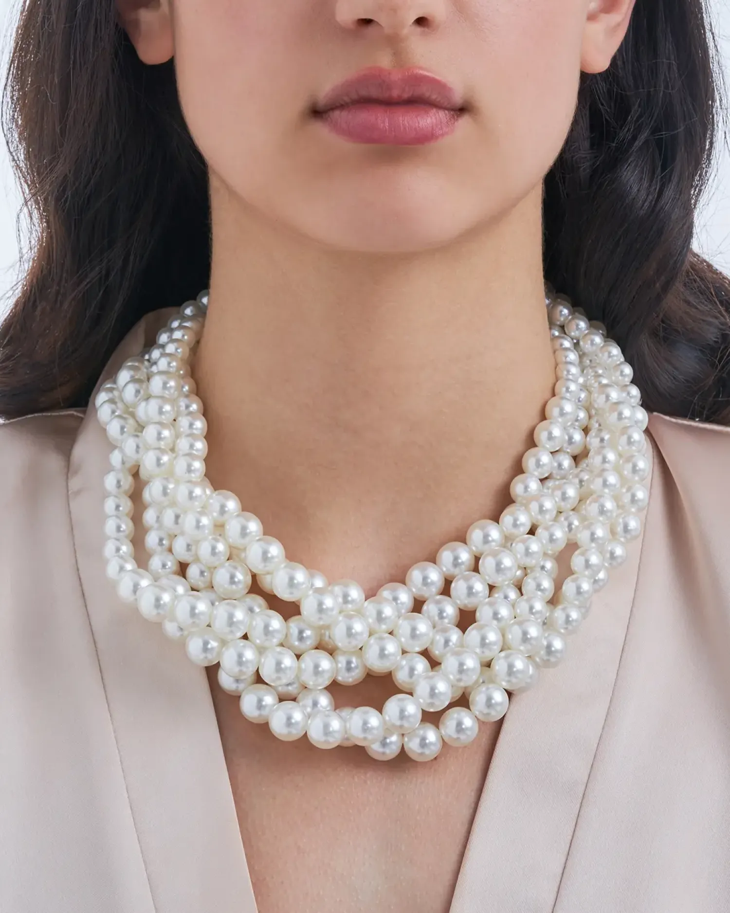Bijou Brigitte Perlenschmuck|Statement-Ketten>Kette - Braided Pearls weiß