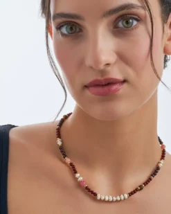 Bijou Brigitte Edelstahlketten|Boho-Schmuck>Kette - Brown Carnelian braun