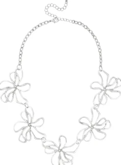 Bijou Brigitte Statement-Ketten|Blumenschmuck>Kette - Chrome Blossom silber