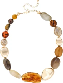 Bijou Brigitte Statement-Ketten|Boho-Schmuck>Kette - Classic Stones beige, grau