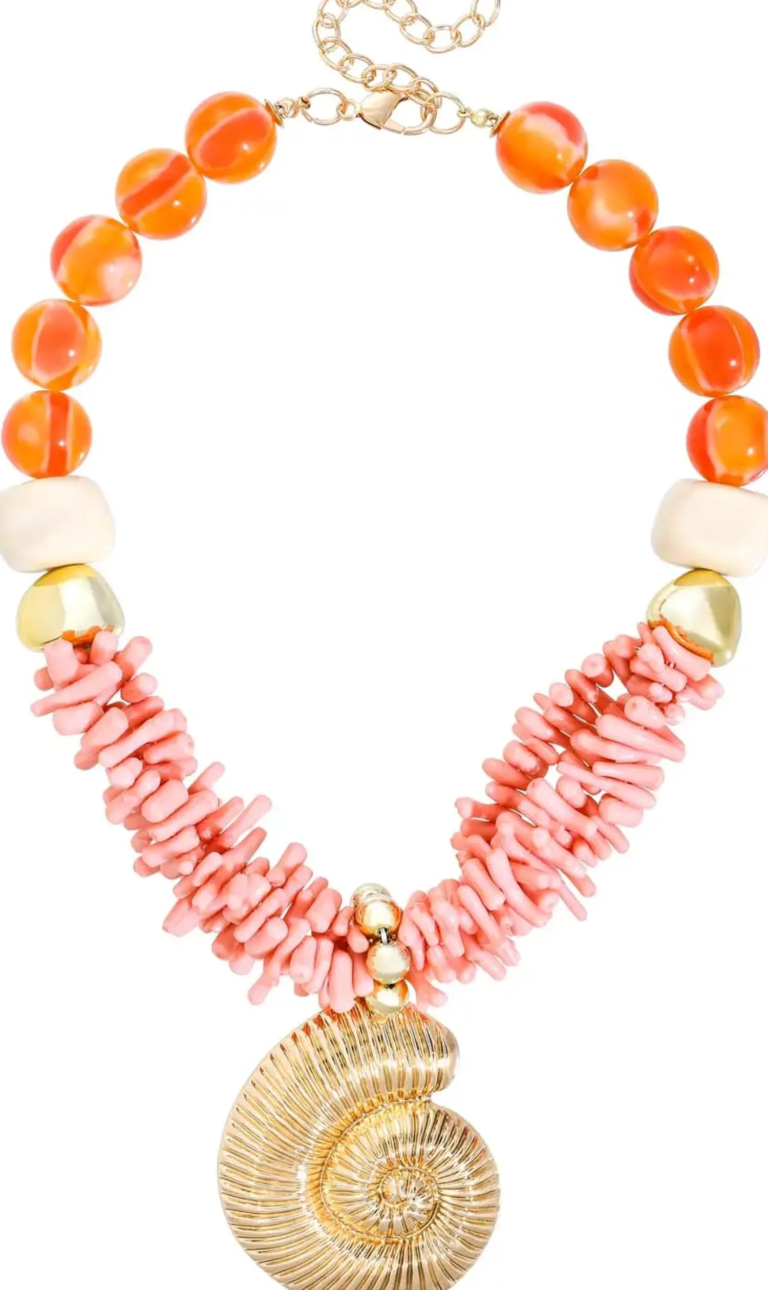 Bijou Brigitte Maritimer Schmuck|Statement-Ketten>Kette - Coral Shell rosa, gold, orange