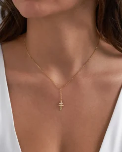 Bijou Brigitte Silver Crystals|Ketten Gold>Kette - Decent Cross gold