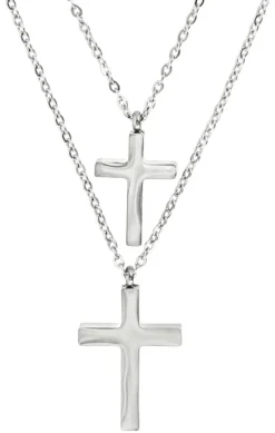 Bijou Brigitte Layering-Ketten|Edelstahlketten>Kette - Double Cross silber