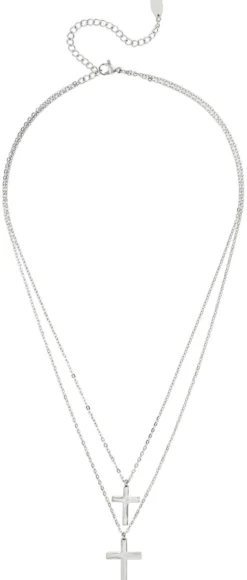 Bijou Brigitte Layering-Ketten|Edelstahlketten>Kette - Double Cross silber