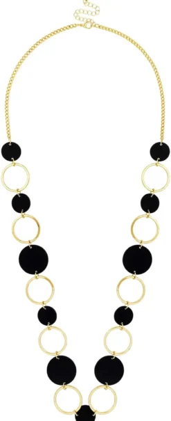 Bijou Brigitte Statement-Ketten|Ketten Gold>Kette - Duo Circles schwarz, gold