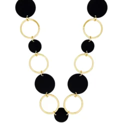 Bijou Brigitte Statement-Ketten|Ketten Gold>Kette - Duo Circles schwarz, gold